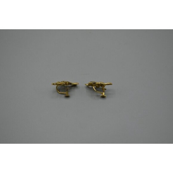 Poppy Earrings & Necklace Matching Set Silver Utika Marking Gold Tone Filigree - Picture 5 of 8